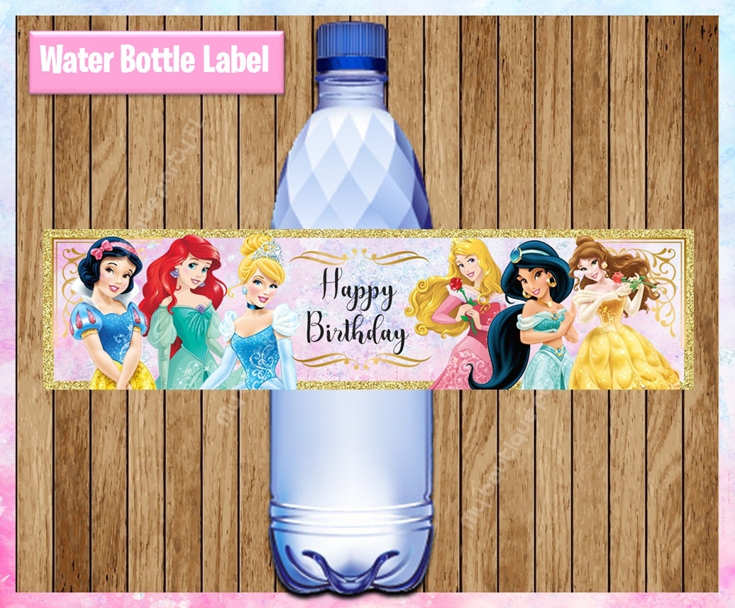 Princess Water Bottle Labels Printable Princess Water Labels Princess Party Water Labels Instant Download Etsy UK