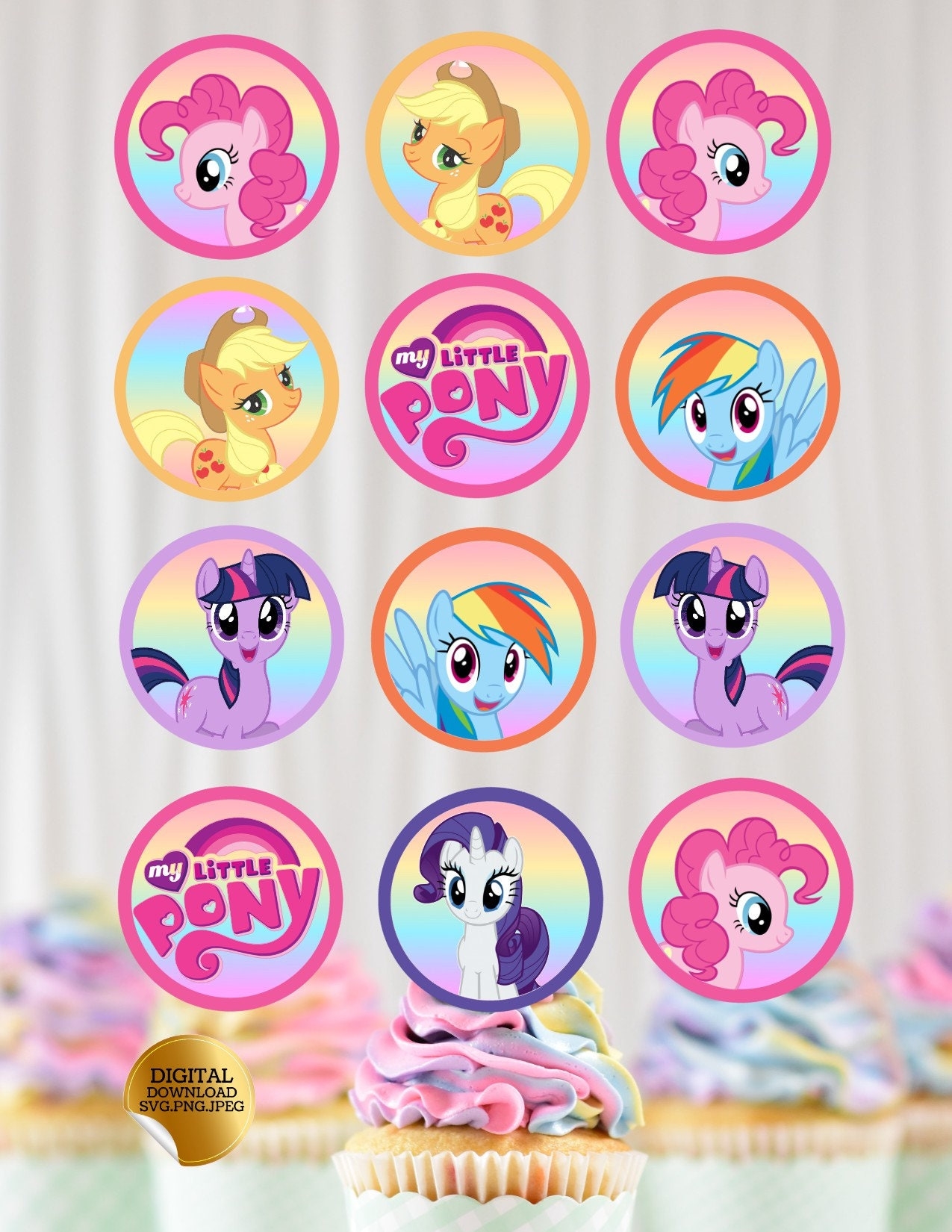 Print And Cut My Little Pony Cake Topper And 12 Cake Topper Instant Download Etsy de