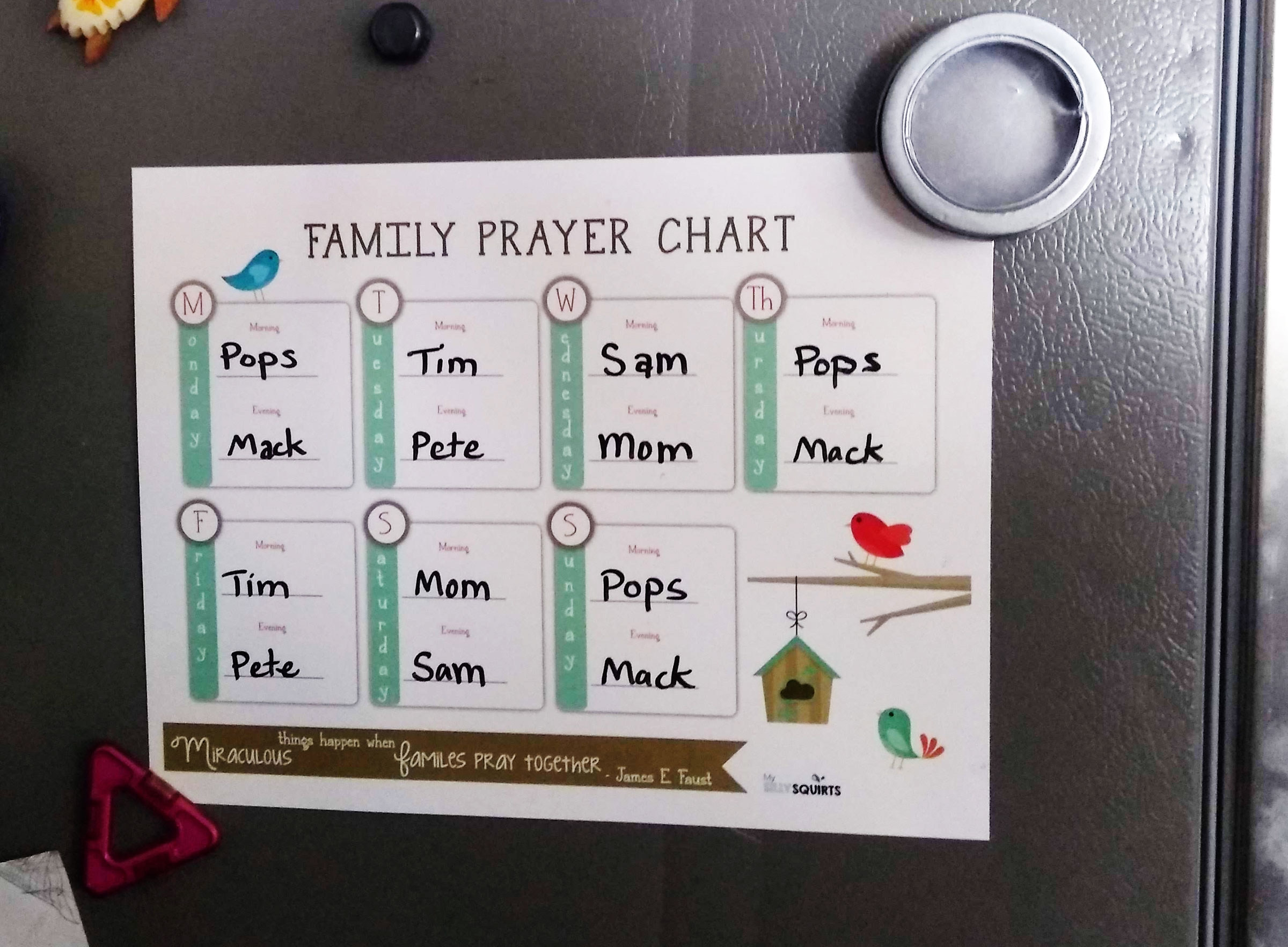 Lds Primary Prayer Chart Printable