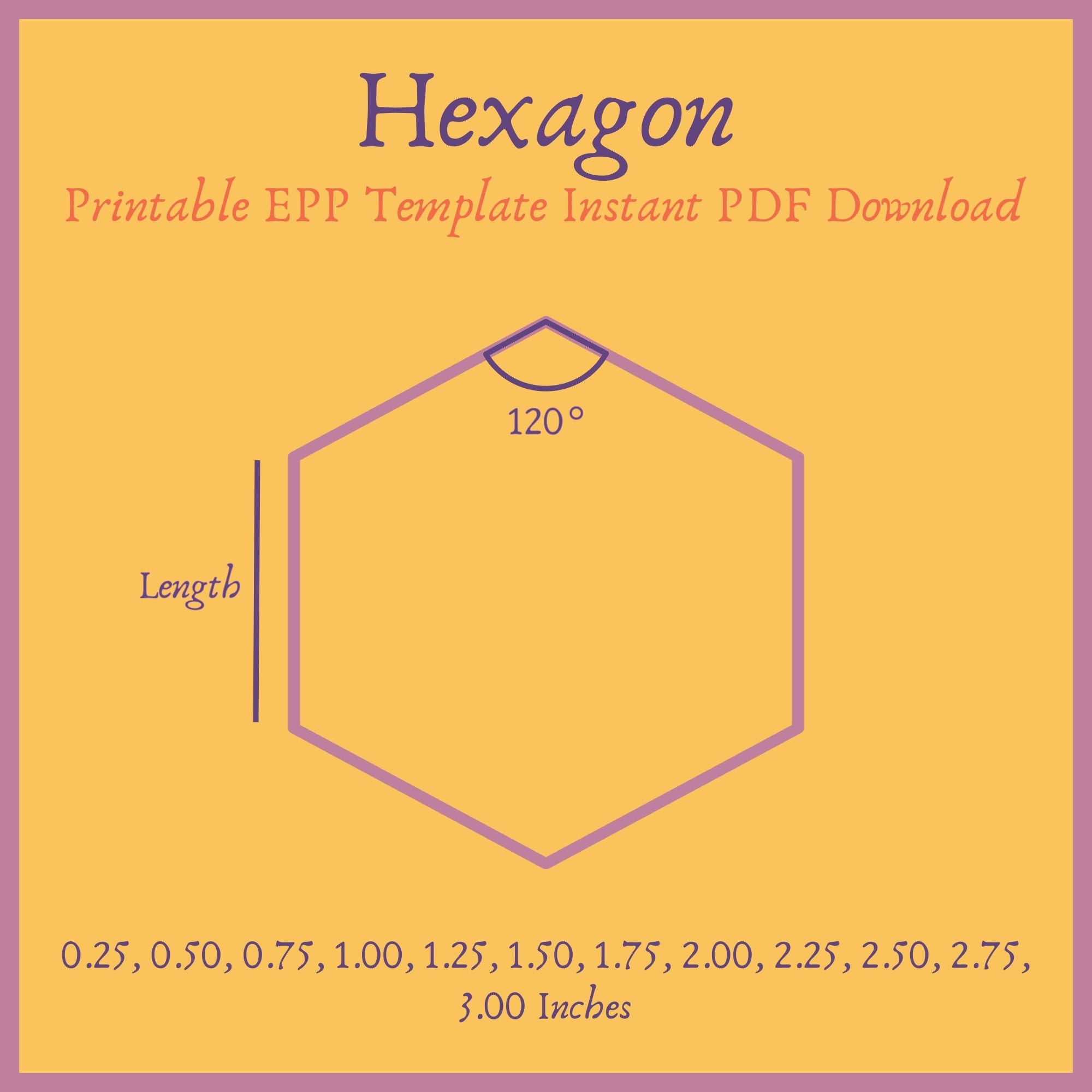 Printable 120 Degree Hexagon EPP Template Instant PDF Download Etsy