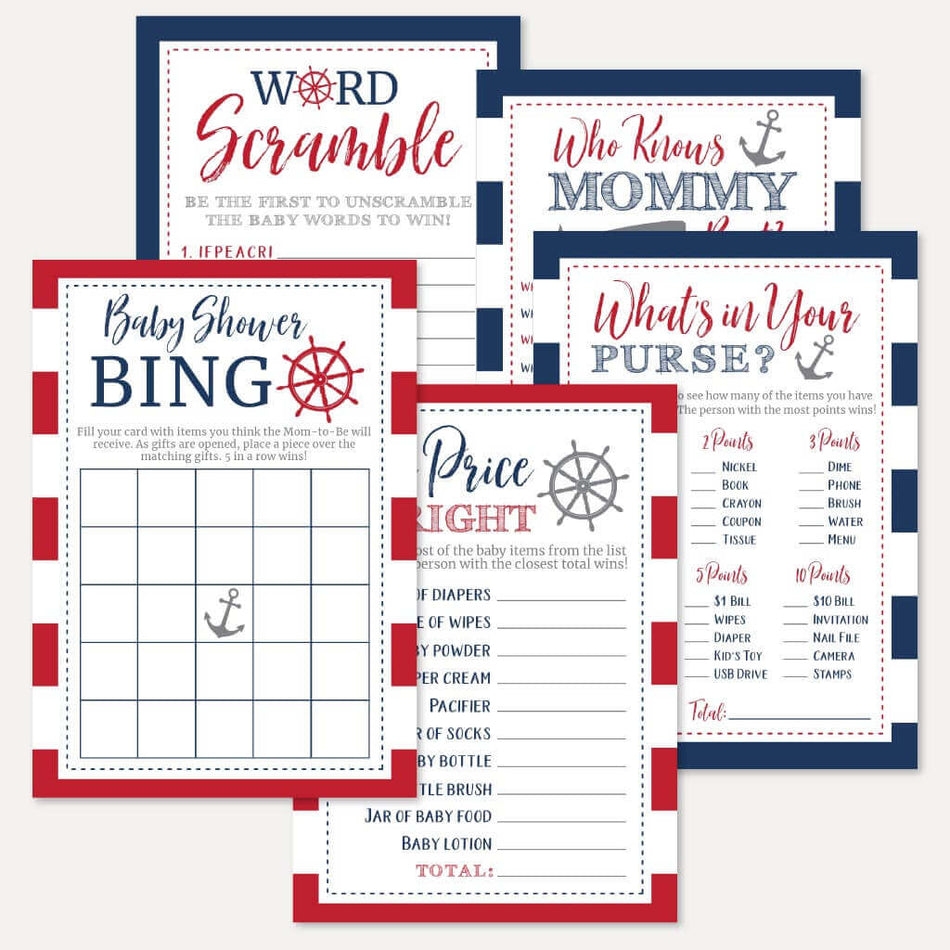 Printable Ahoy It s A Boy Nautical Baby Shower Game Set Templates Hadley Designs Printables
