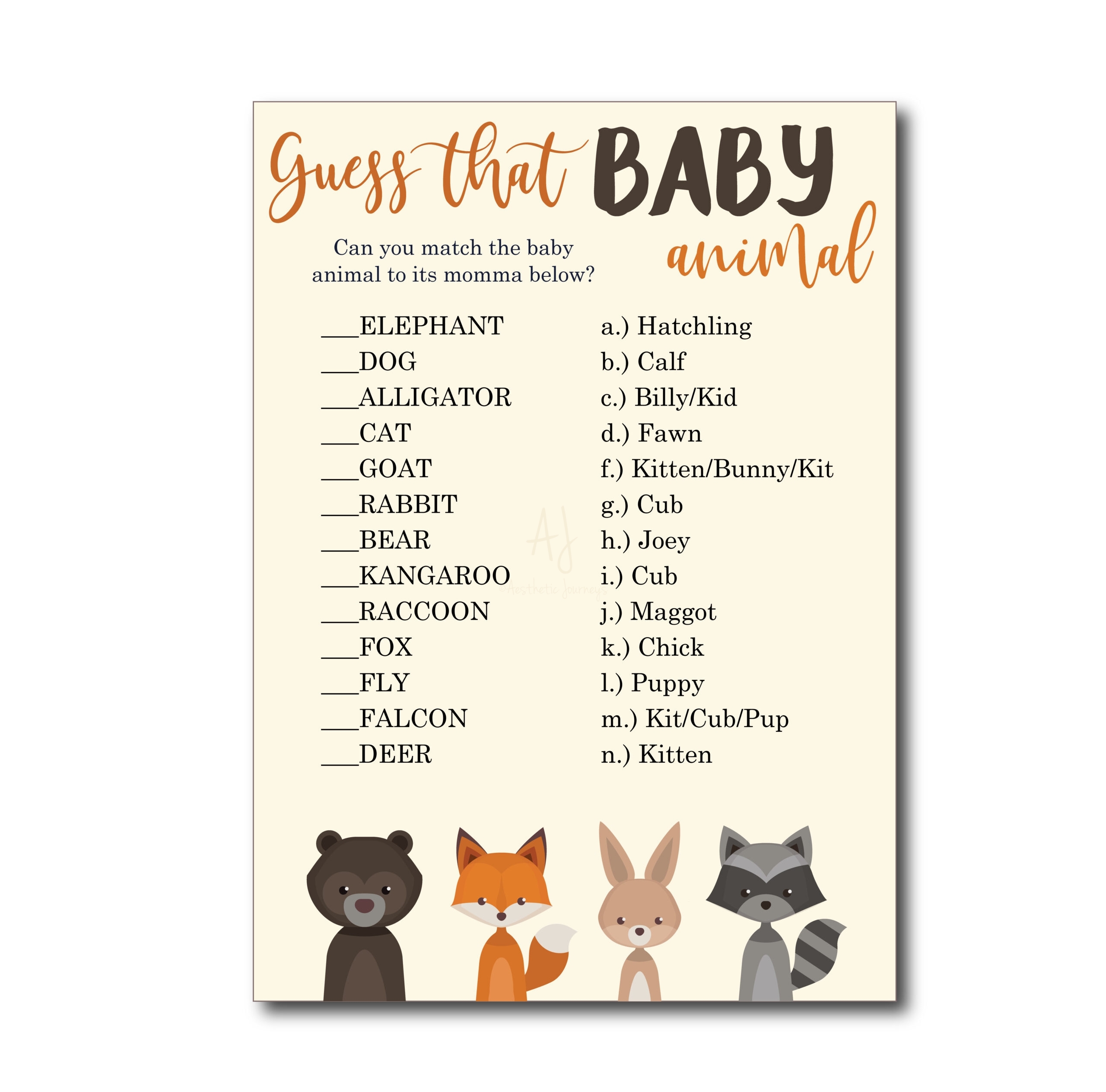 Printable Baby Shower Ideas Game Aesthetic Journeys Designs