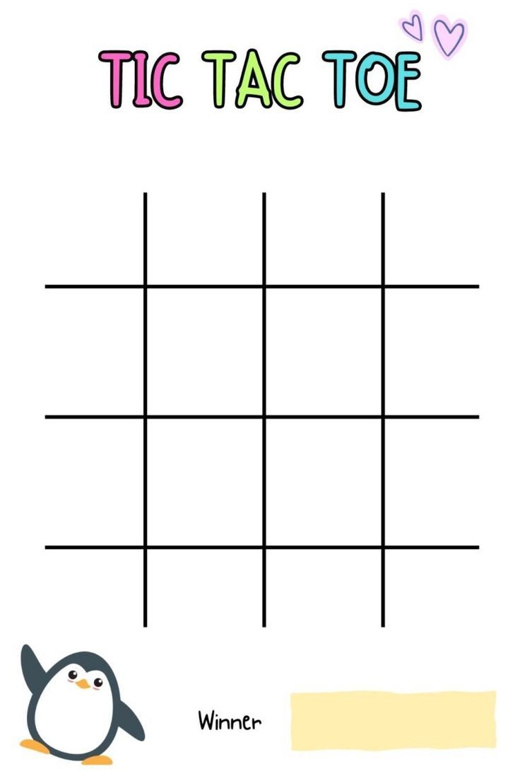 Tic Tac Toe Board Printable