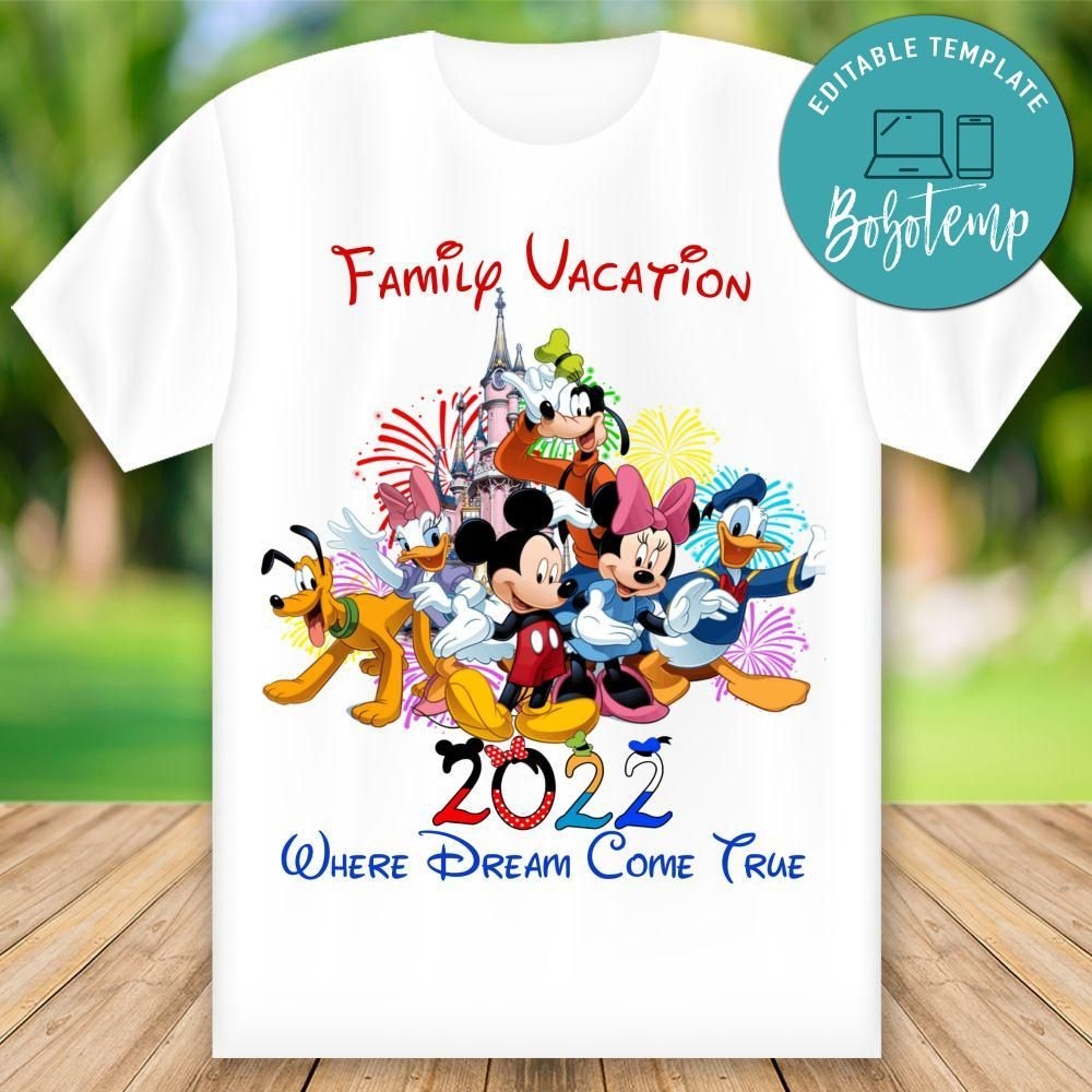 Printable Disney Family Vacation Shirts Template Instant Download Bobotemp