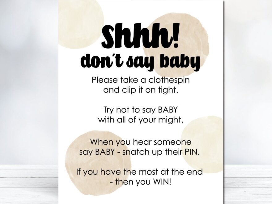 Printable Don t Say Baby Clothespin Baby Shower Game Sign Digital Download