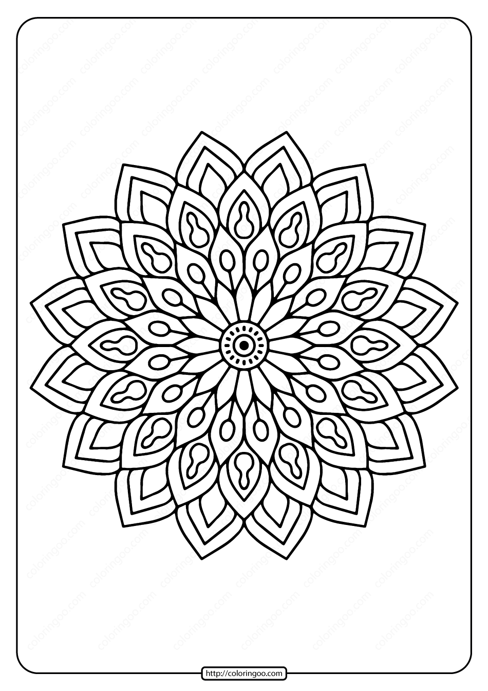 Printable Flower Mandala Pdf Coloring Page