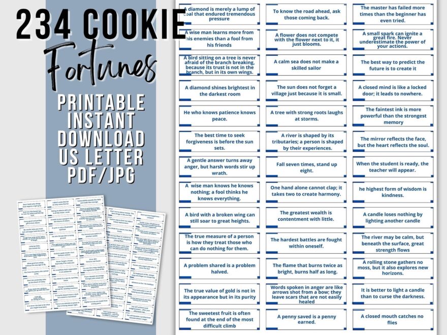 Printable Fortunes For DIY Fortune Cookie Custom Party Favors Chinese Fortune Funny Fortunes Inspirational Notes Funny Fortunes Etsy UK