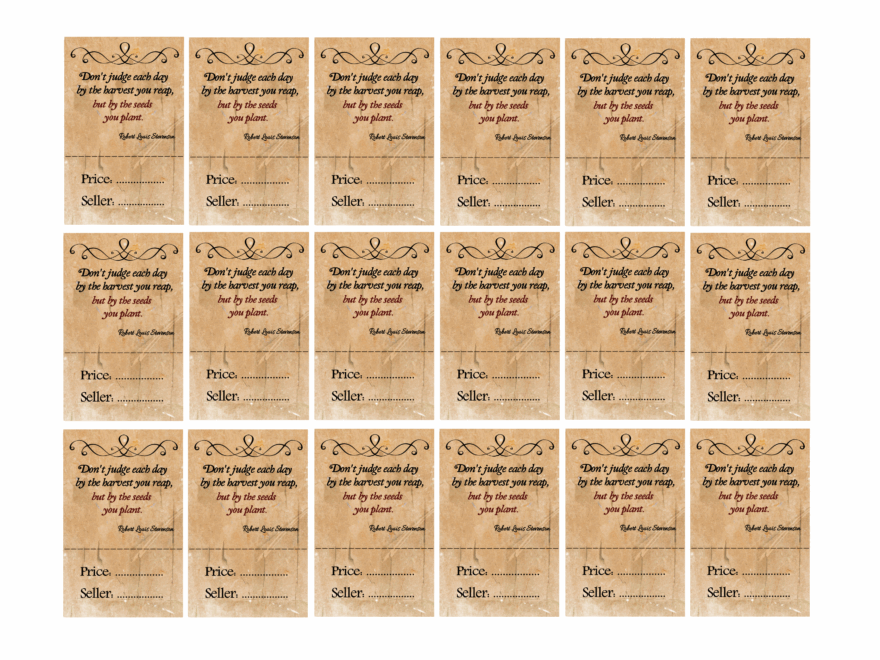 Printable Garage Sale Price Tags Free Download
