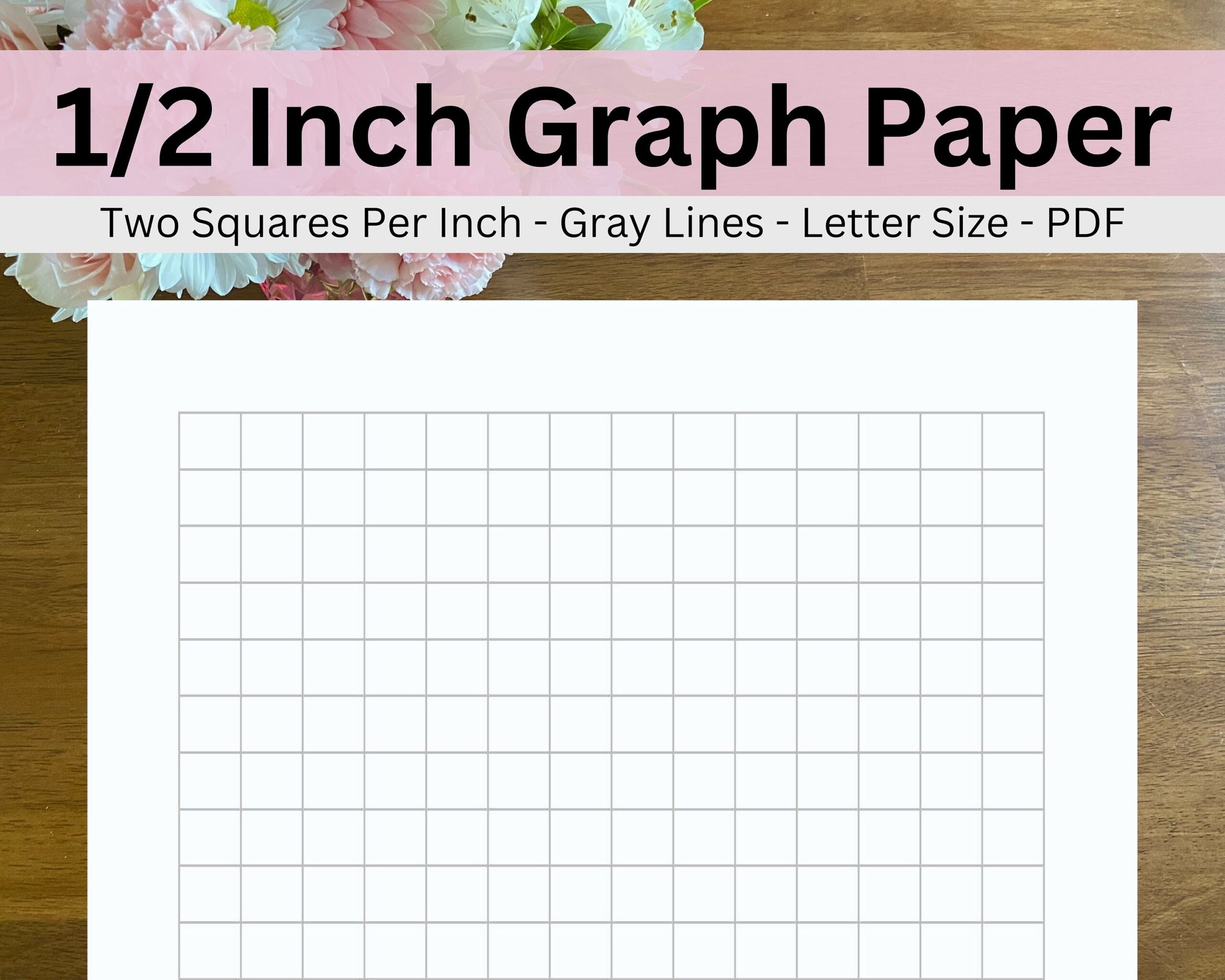 Printable Half Inch 50 Inch Graph Paper Two Squares Per Inch 2x2 Gray Graph Paper 1 2 Inch Squares Graphing Paper Download PDF Etsy UK
