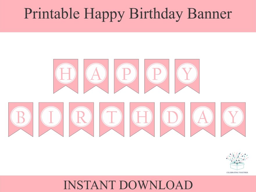 Printable Happy Birthday Banner Instant Download Birthday Decoration Girl Birthday Party Ideas DIY Pink 1st Birthday Bunting For Girls Etsy