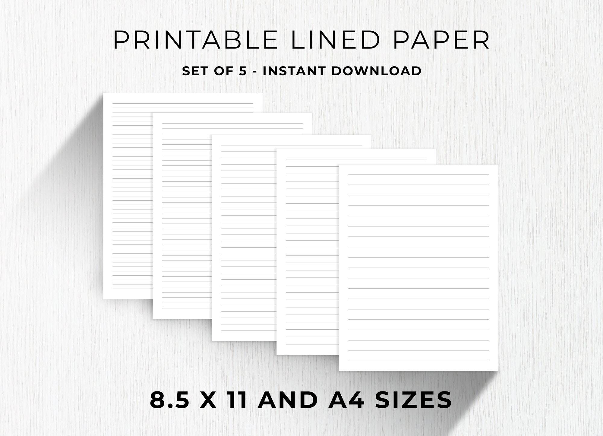 Printable Lined Paper PDF Wide Ruled Paper College Ruled Paper Lined Pages Digital Paper Lined Writing Paper Kdp Lined Paper Etsy