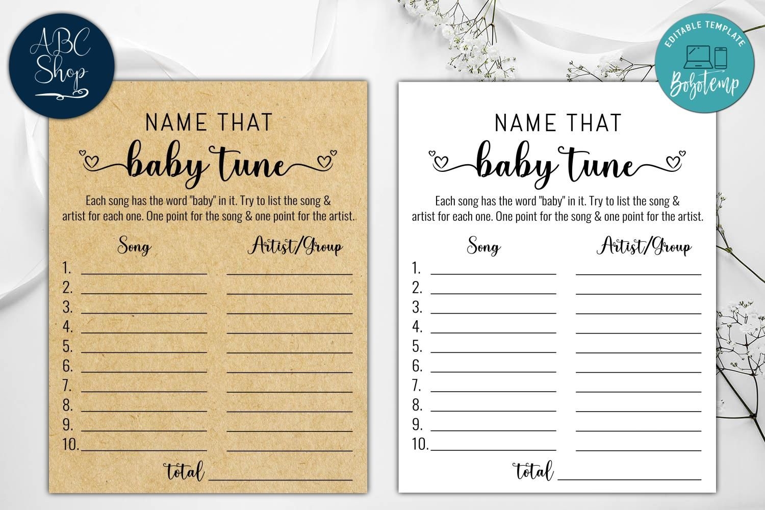 Printable Name That Baby Tune Baby Shower Game Instant Download Bobotemp