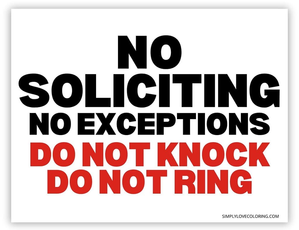 Printable No Soliciting Sign Free PDF Downloads Simply Love Coloring