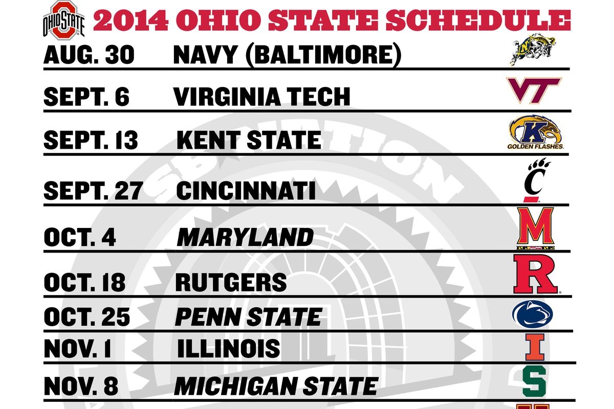 Printable Ohio State Football Schedule 2014 Land Grant Holy Land