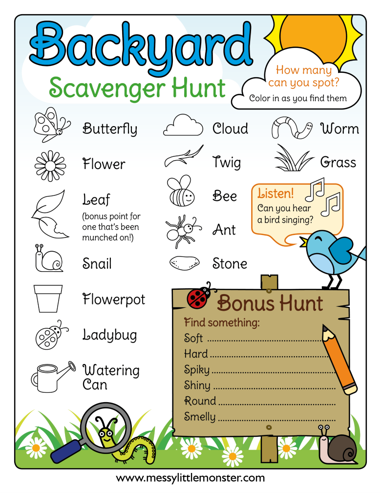 Outdoor Scavenger Hunt For Kids Printable