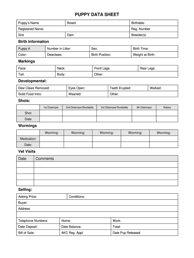 Printable Puppy Thinm Health