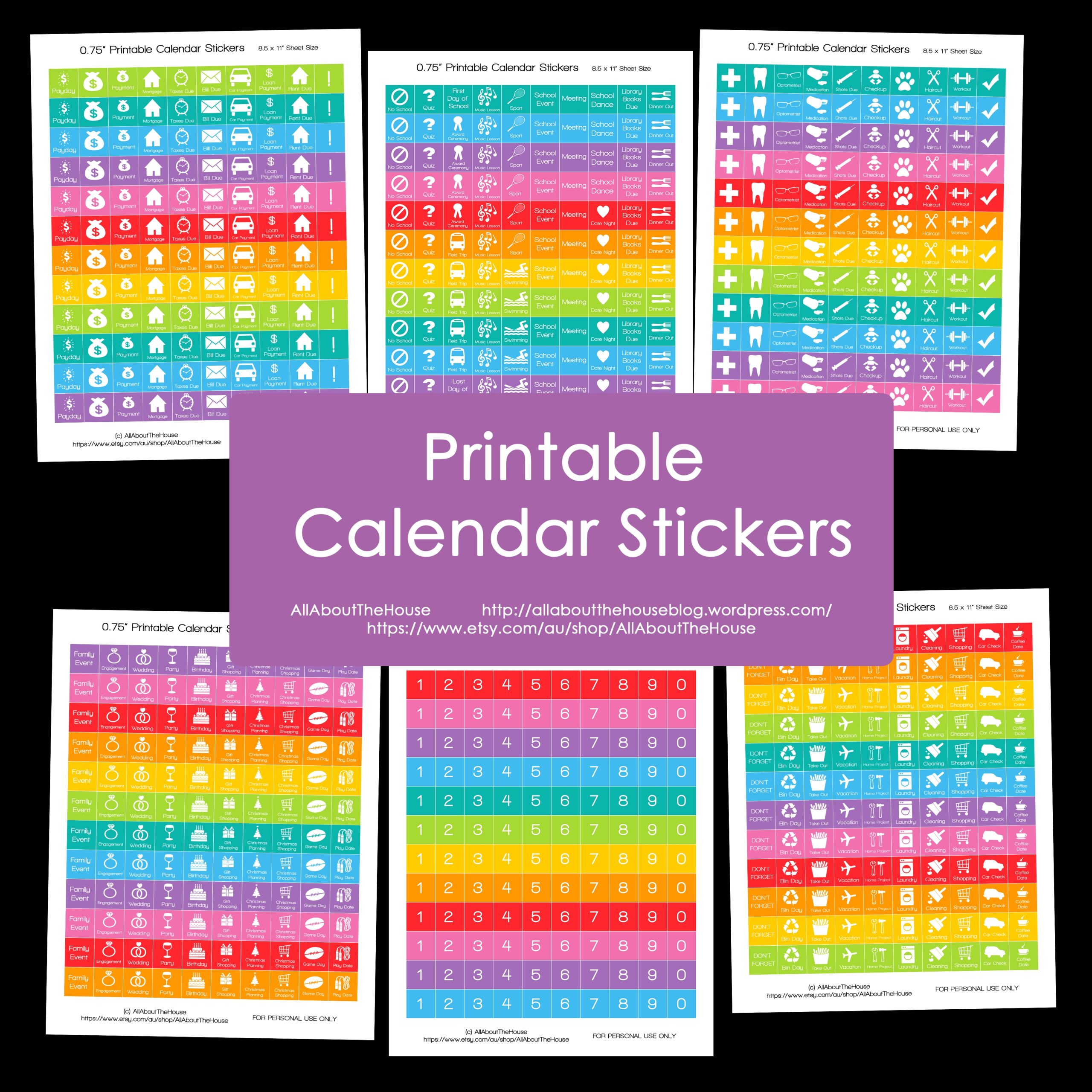 Printable Rainbow Calendar Stickers For Erin Condren Planner or Any Type Of Planner AllAboutTheHouse Printables