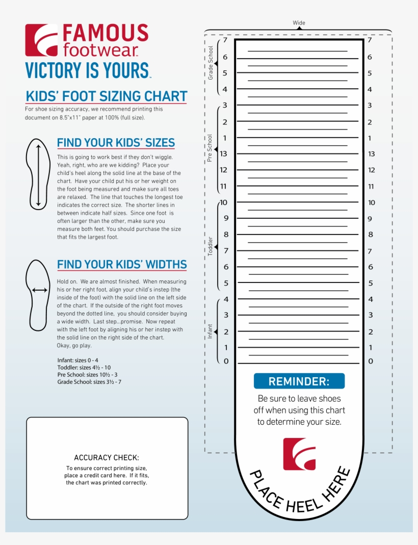 Printable Shoe Size Chart Youth Discount