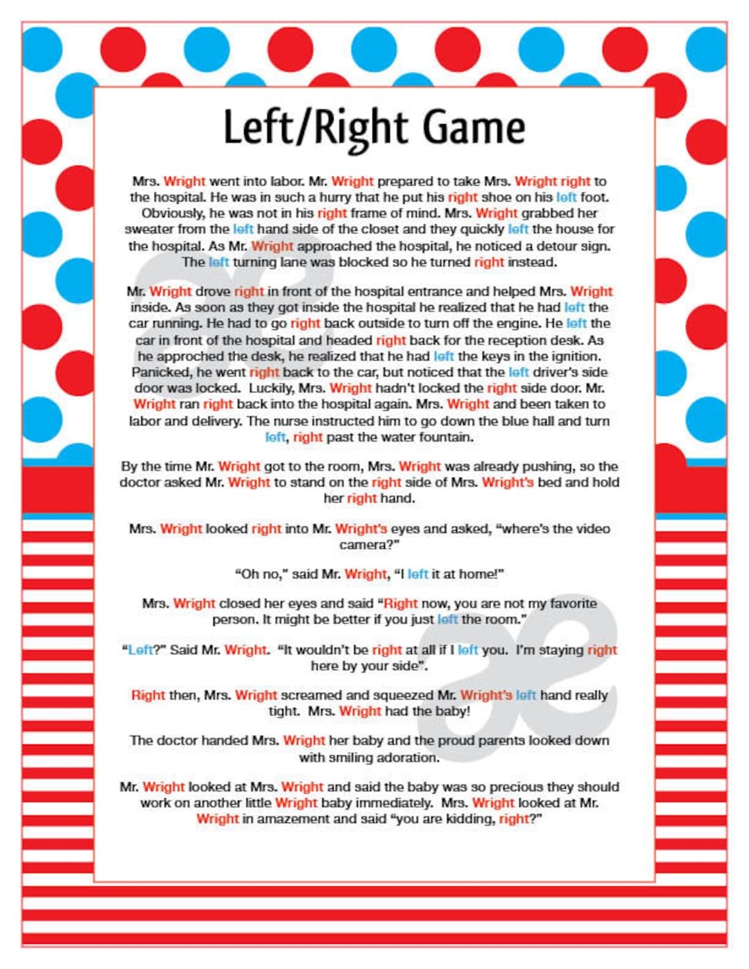 Printable Shower Game Left Right Game Instant Download Seuss Etsy Hong Kong
