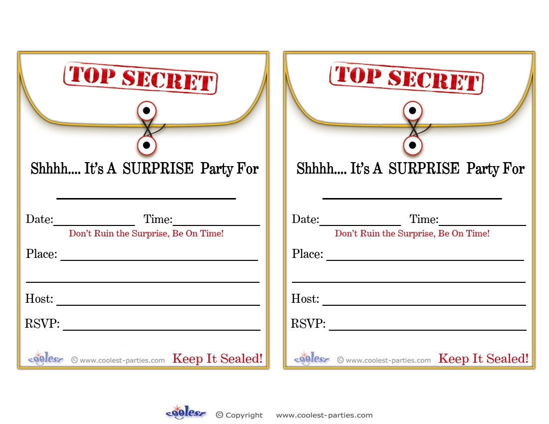 Printable Surprise Party Manila Invitations Coolest Free Printables