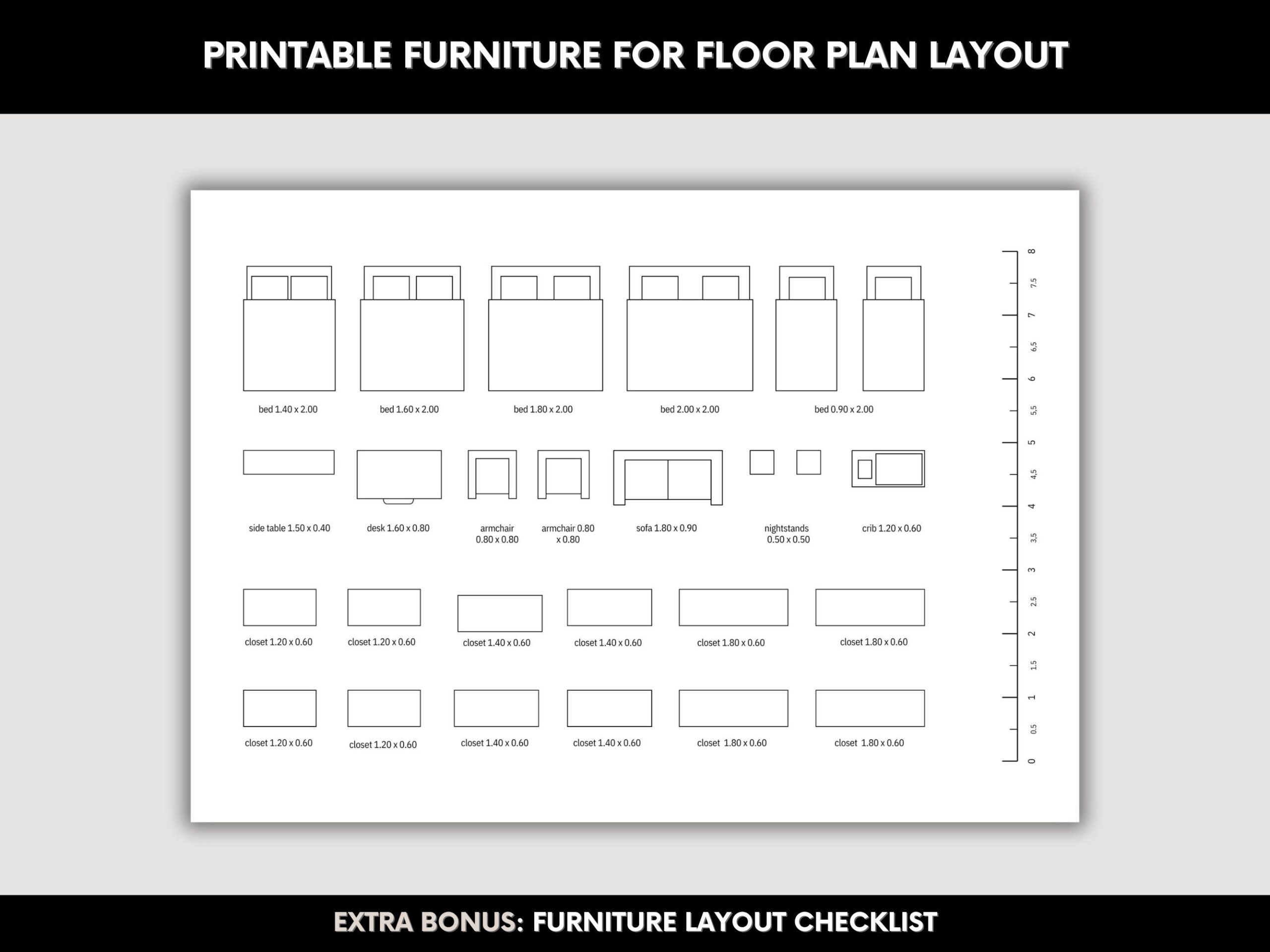 Printable Template Scale Furniture A4 Coloring Page Scale Furniture Floor Plan 2D Change Living Room Change Bedroom Layout Scale 1 By 50 Cm Etsy UK