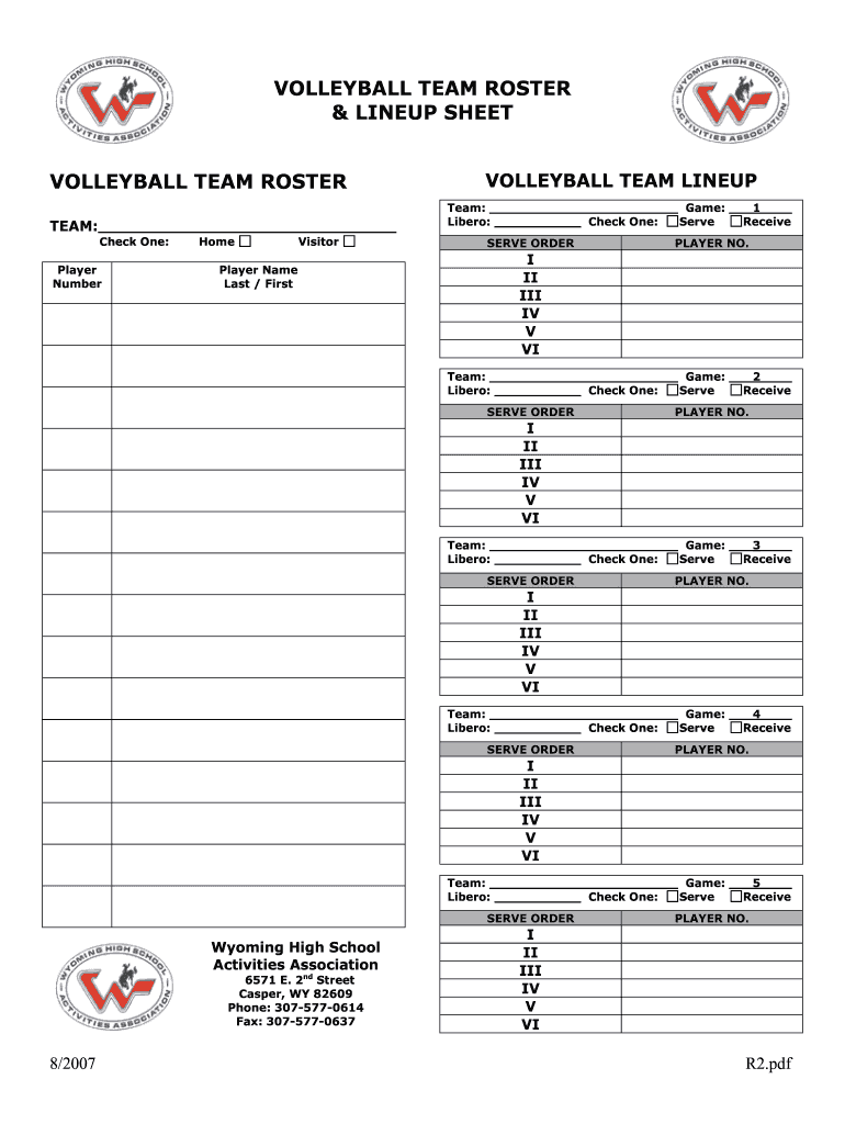 Printable Volleyball Lineup Sheets Fill Online Printable Fillable Blank PdfFiller