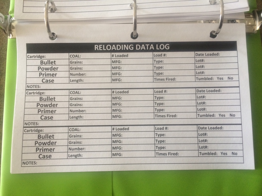 Reloading Log Book Nosler Reloading Forum Worksheets Library