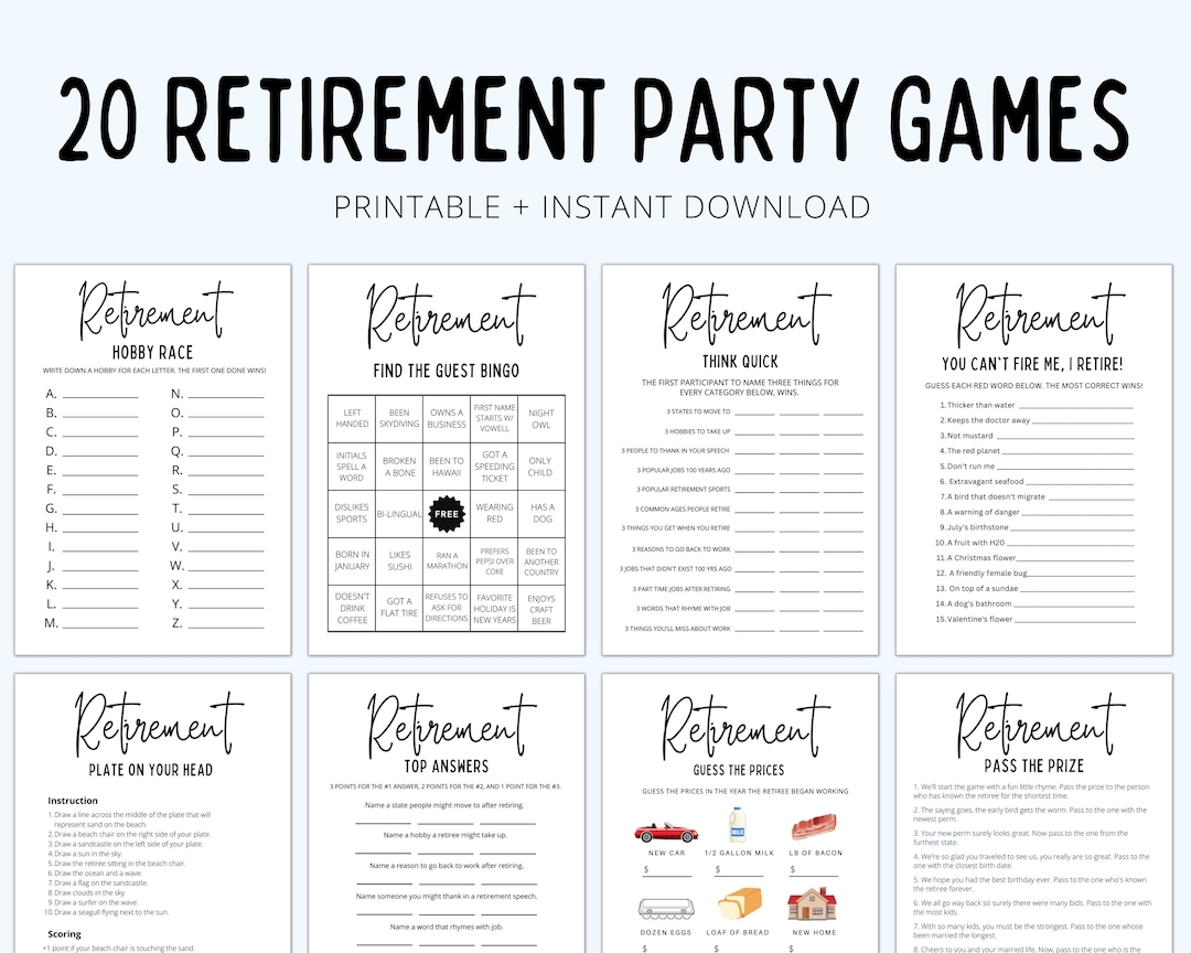 Retirement Party Games Retirement Games Retirement Games Printable Retirement Games Him Her Surprise Retirement Party Fun Games Etsy Canada