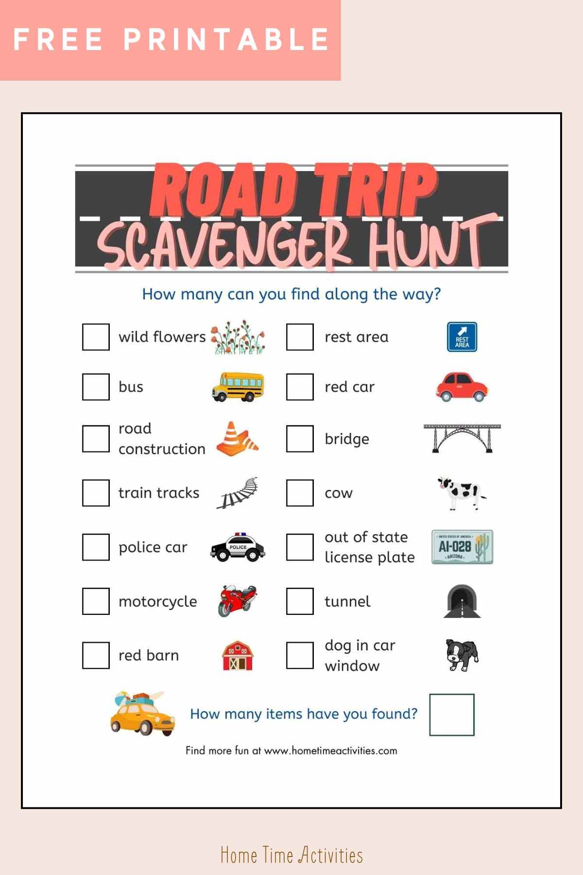 Road Trip Scavenger Hunt Make Car Rides Fun Printable PDF