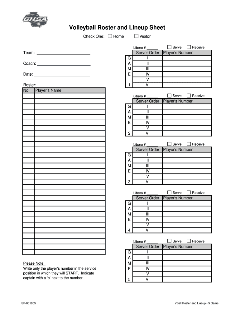 Roster Volleyball Fill Online Printable Fillable Blank PdfFiller