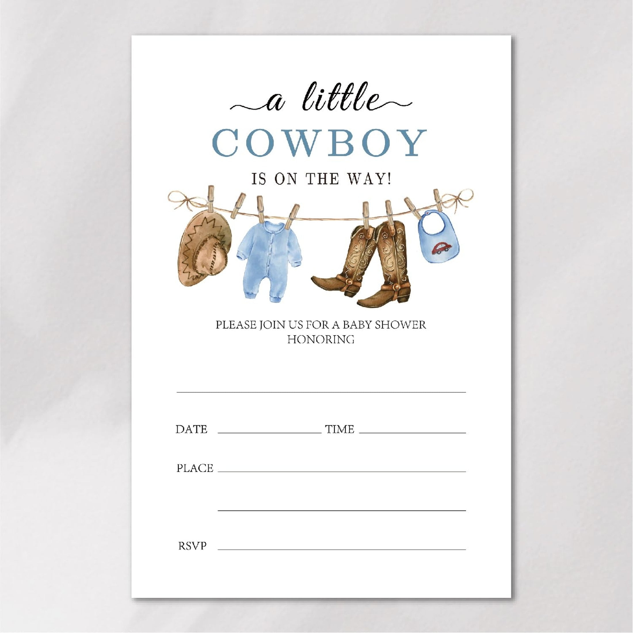 Rustic Rodeo Baby Shower Invitations 20 Wild West Cowboy Themed Invites With Envelopes For Boys Celebrations Perfect For A Fun Western Party Experience Walmart