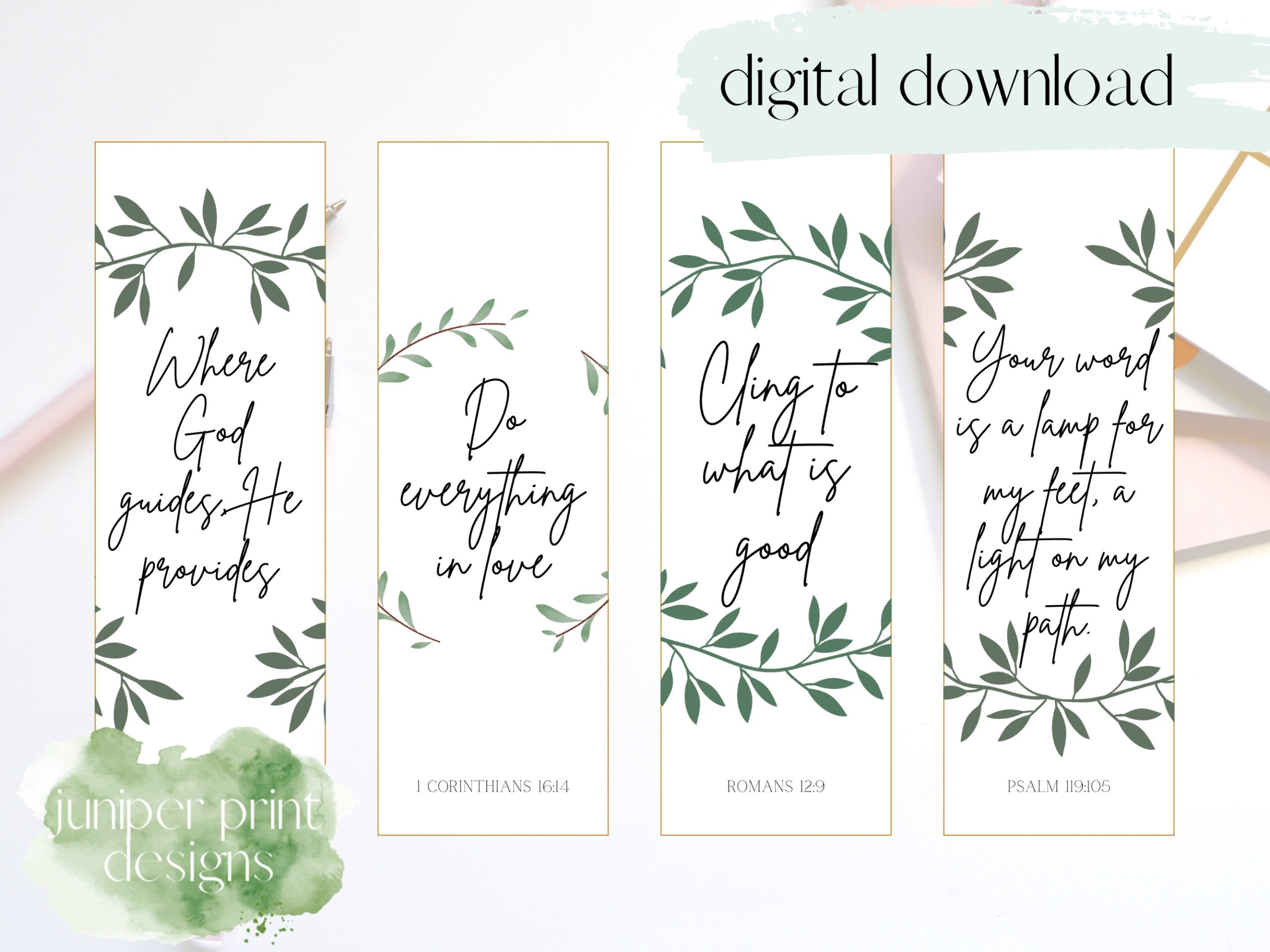 Scripture Printable Bookmarks Printable Bible Bookmarks Bookmark Set Of 4 Downloadable Bookmarks Etsy
