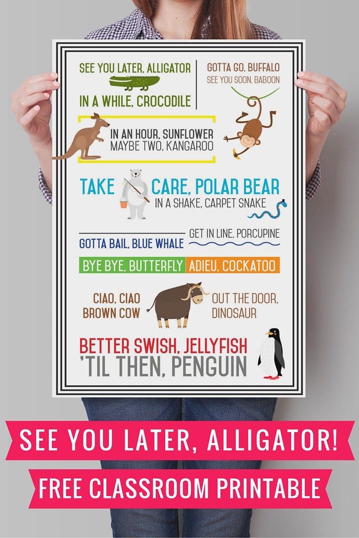 See You Later Alligator Poem Printable