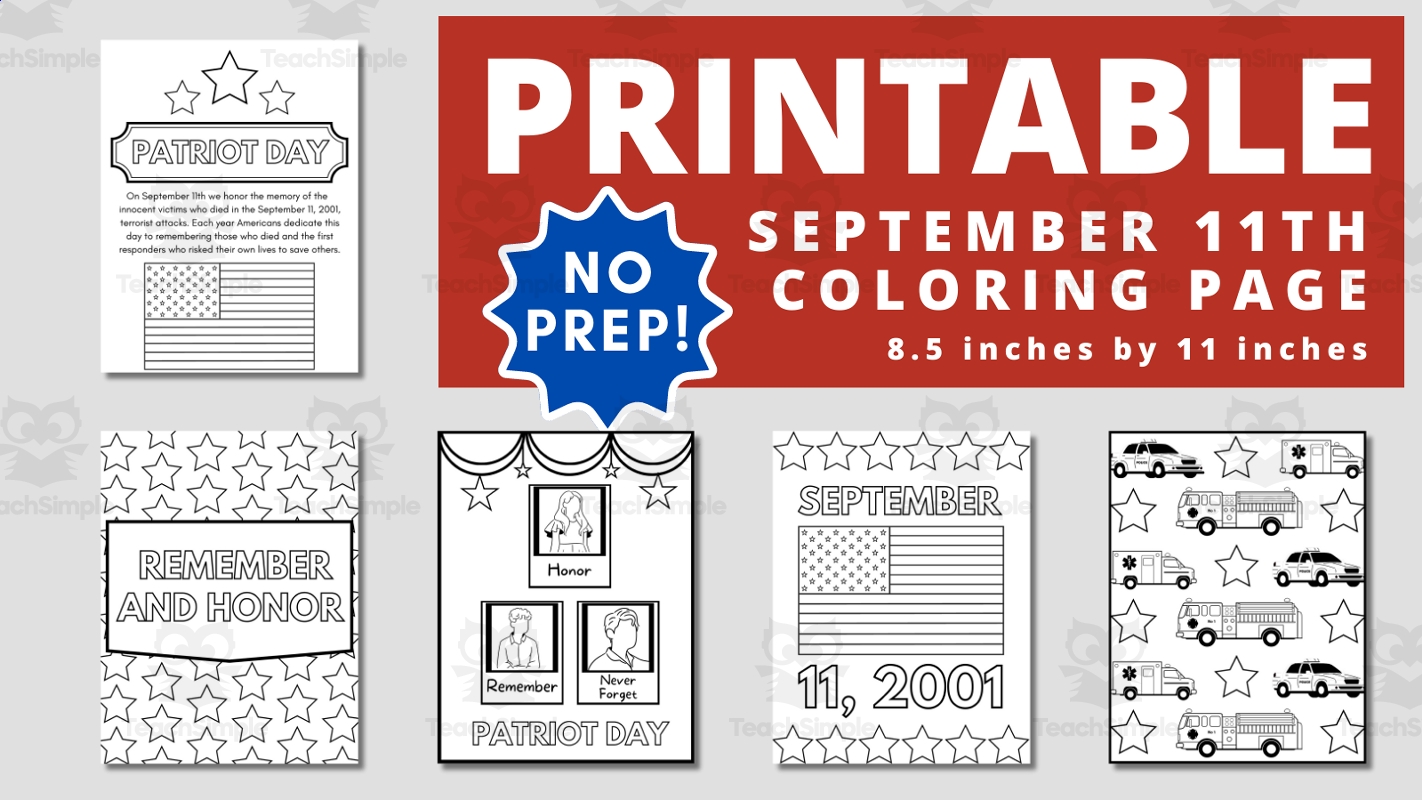 September 11 Patriot Day Printable Coloring Pages By Teach Simple