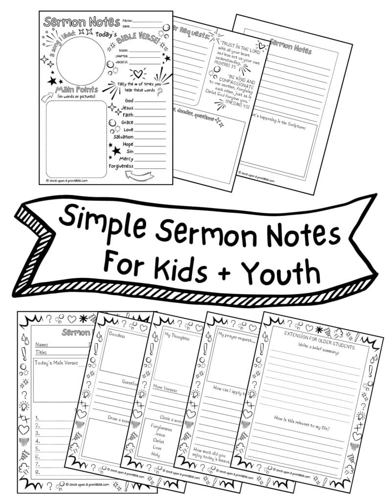 Printable Religious My Sermon Notes Pages For Kids