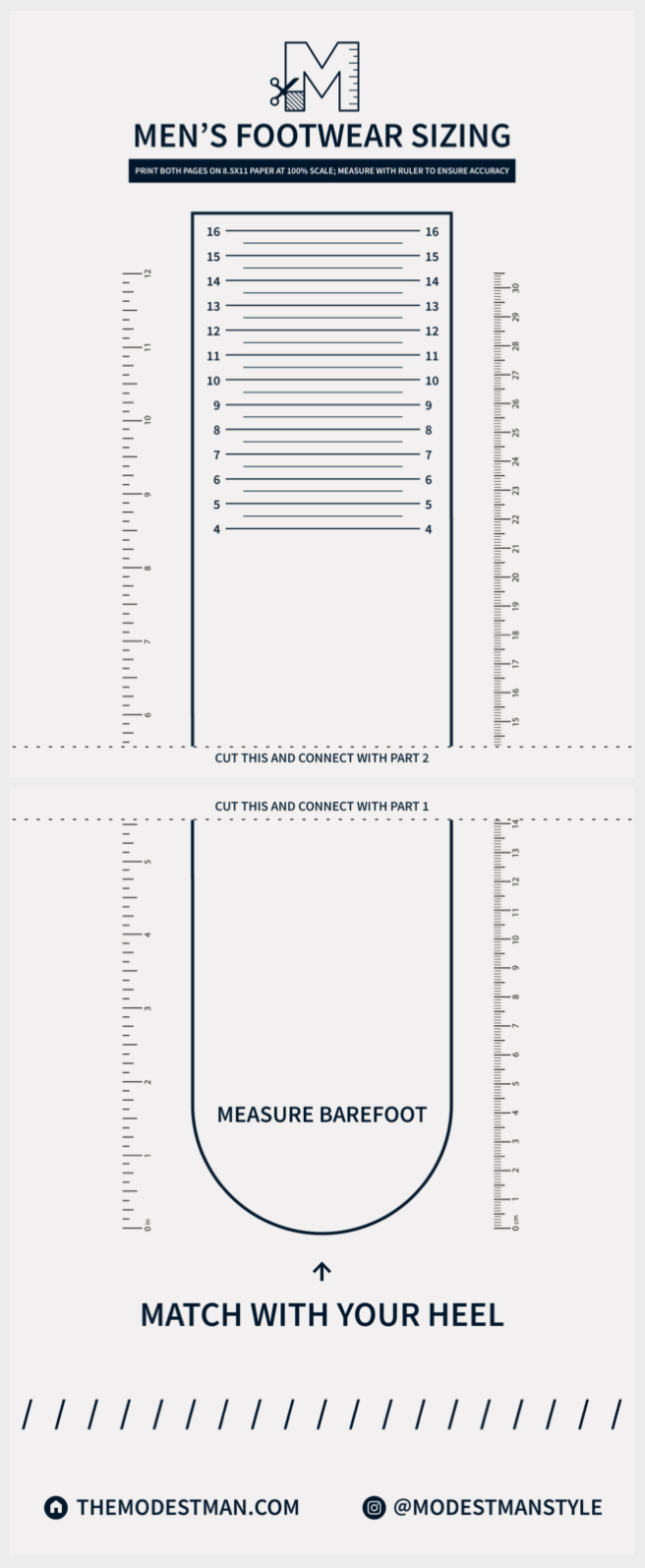 Printable Shoe Measuring Chart For Adults