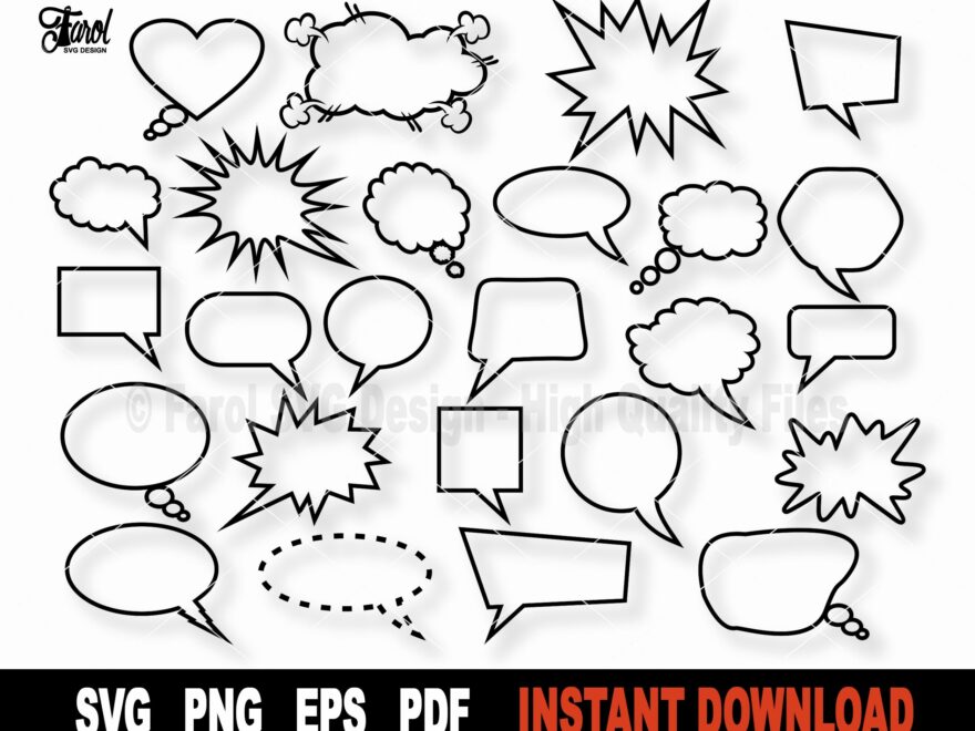 Speech Bubble SVG File For Cricut Silhouette Speech Bubble Svg Bundle Svg Cutting Files Vector Shapes Clipart Digital Instant Download Etsy