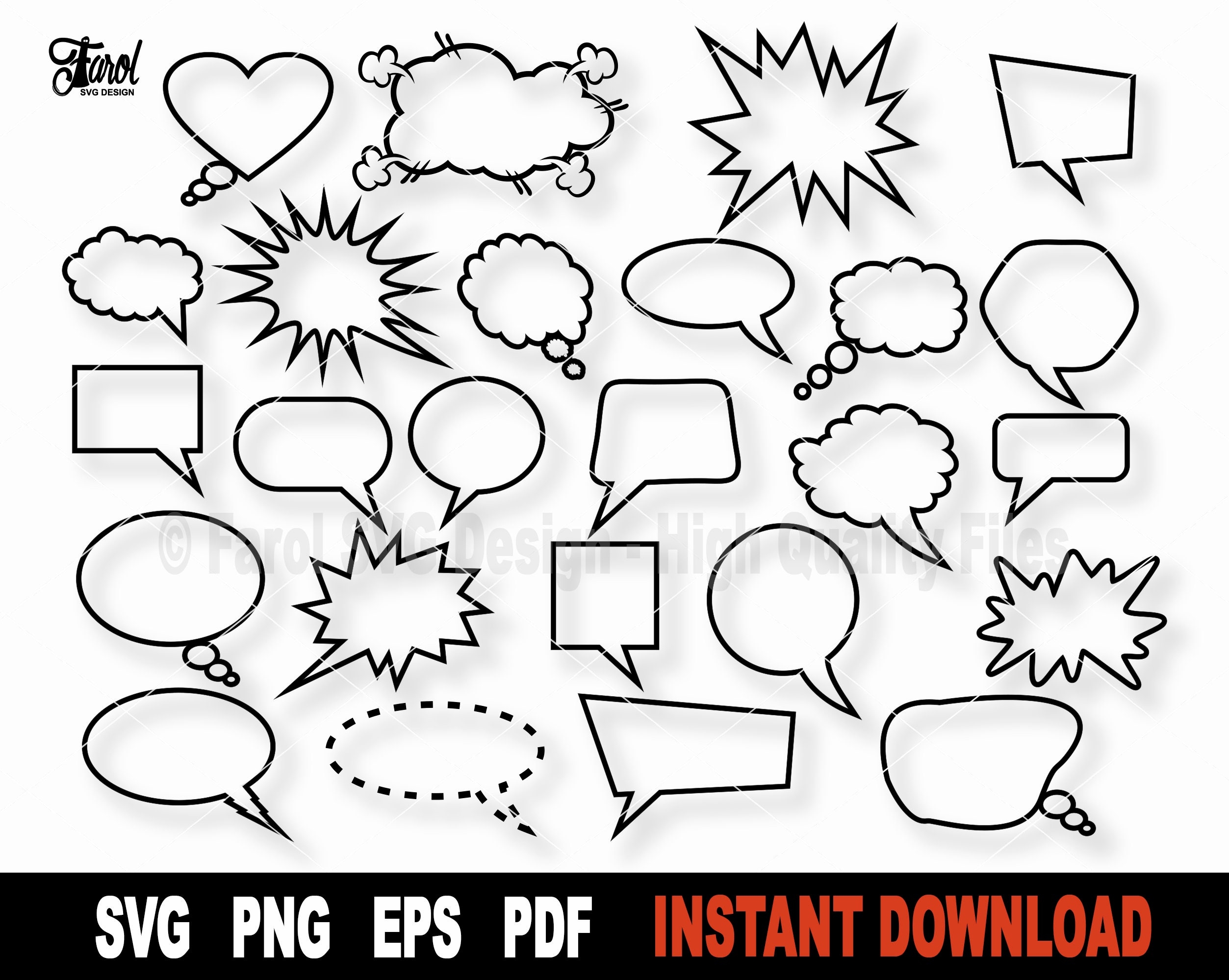 Speech Bubble SVG File For Cricut Silhouette Speech Bubble Svg Bundle Svg Cutting Files Vector Shapes Clipart Digital Instant Download Etsy