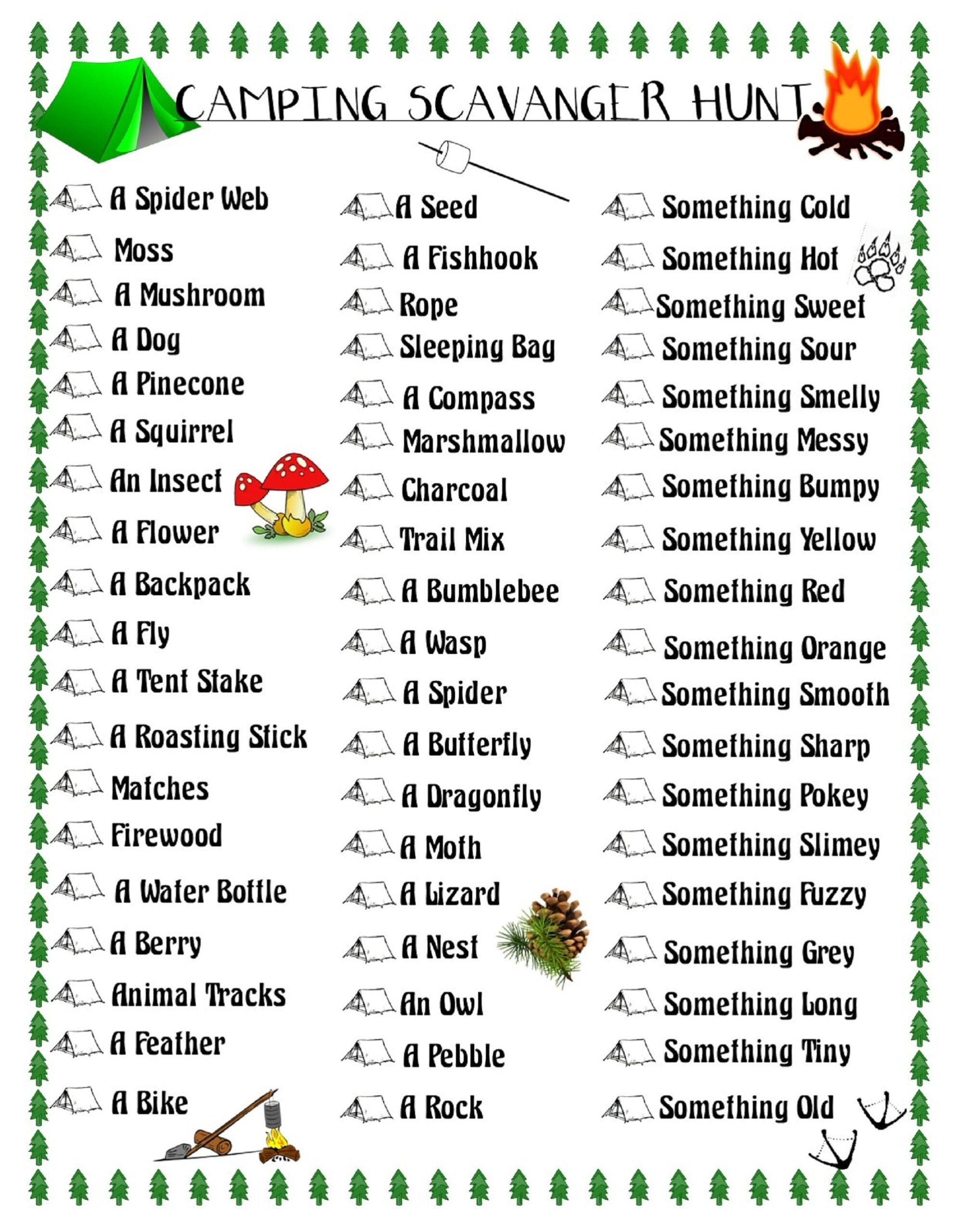 Spring Camping Scavenger Hunt Printable Camping Fun Nature Scavenger Hunt Card Template Camping Outdoor Treasure Hunt backyard Hunt Games Etsy