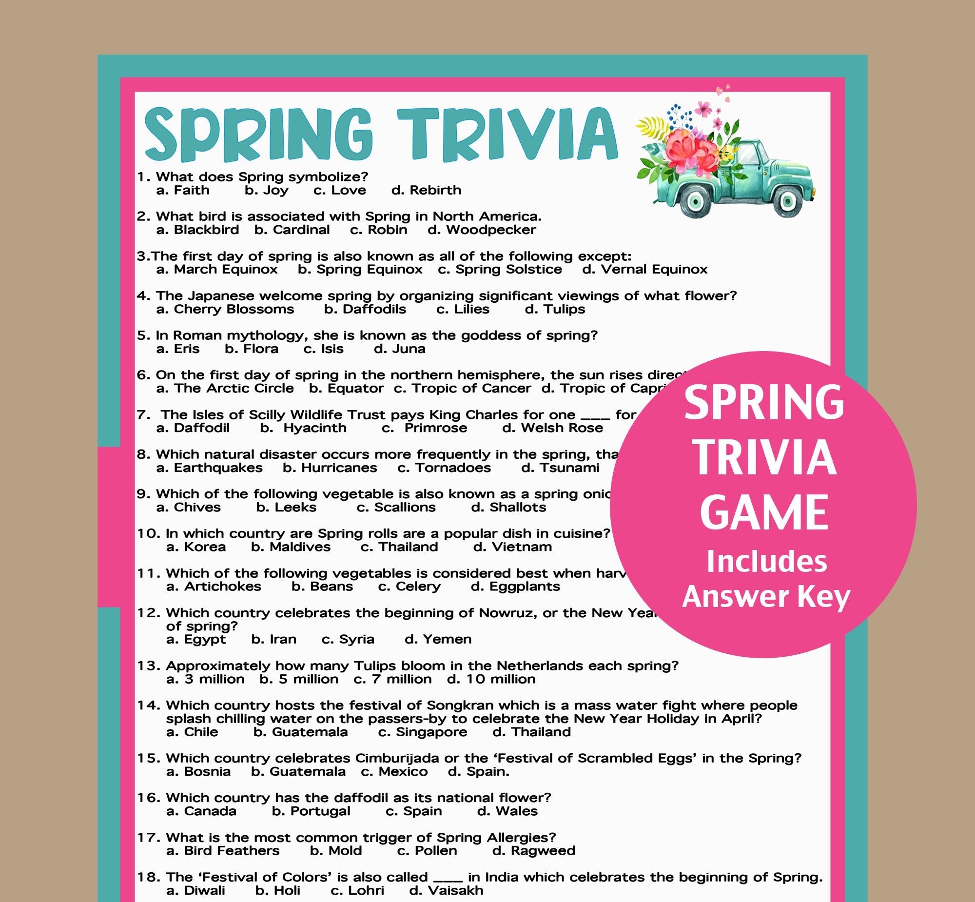Spring Trivia Questions And Answers Printable