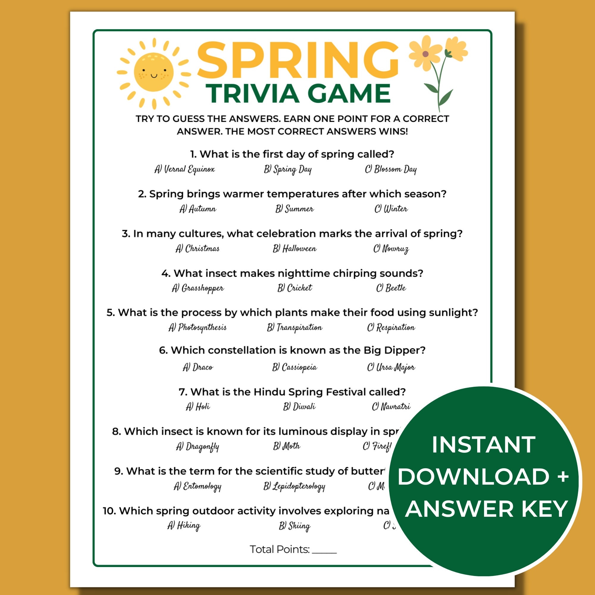 Spring Trivia Game Printable Spring Games Fun Spring Activities For Kids And Adults Spring Questions And Answers Etsy Canada