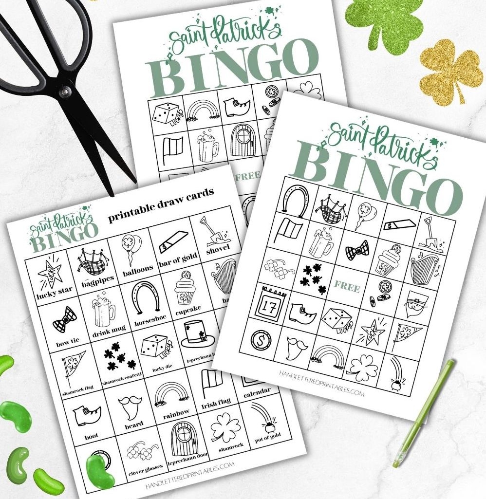 St Patrick s Day Bingo Free Printable Cards Hand Lettered Printables