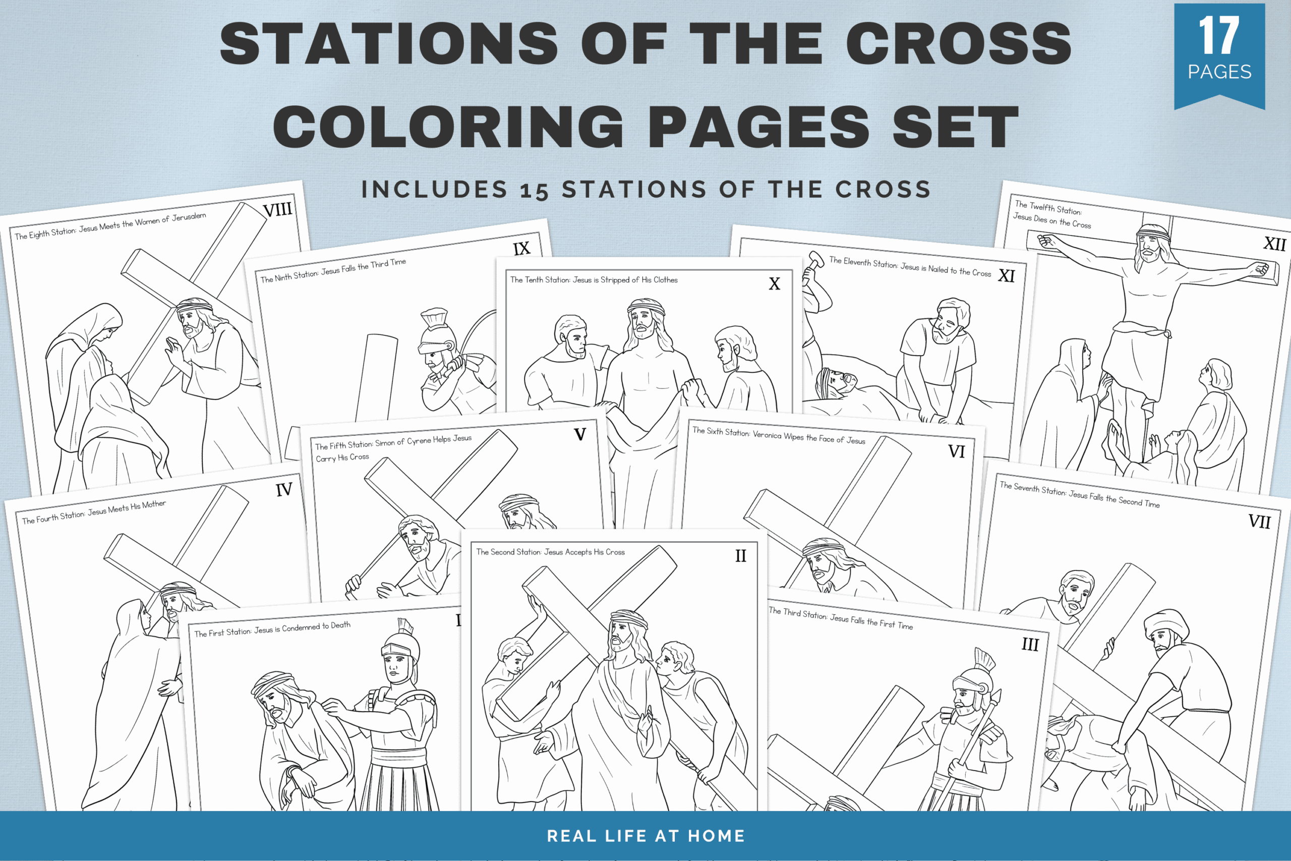 Stations Of The Cross Coloring Pages Set In English And Spanish