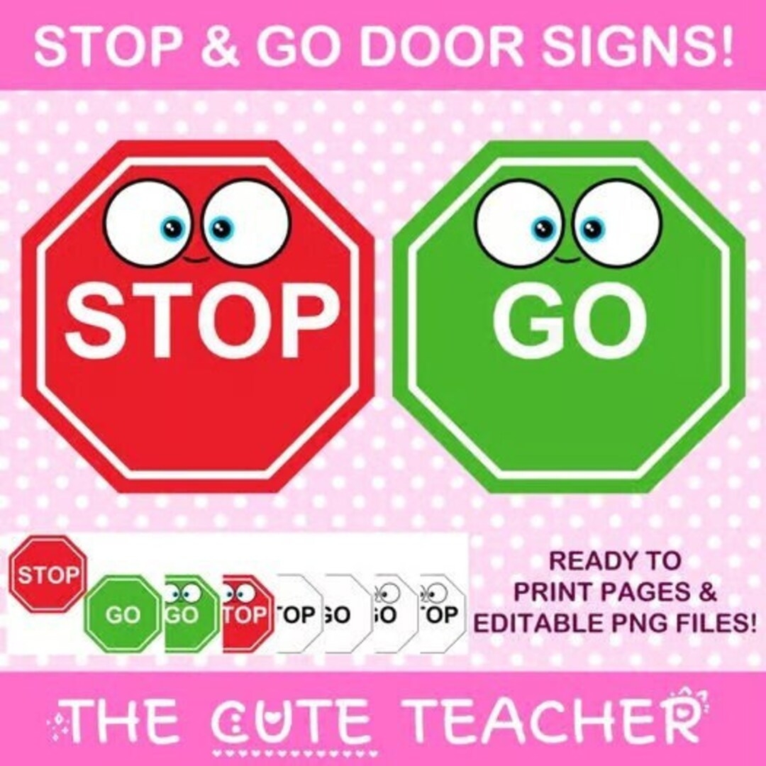 Stop Go Bathroom Signs Cute Classroom Management Visual Poster Printable Etsy