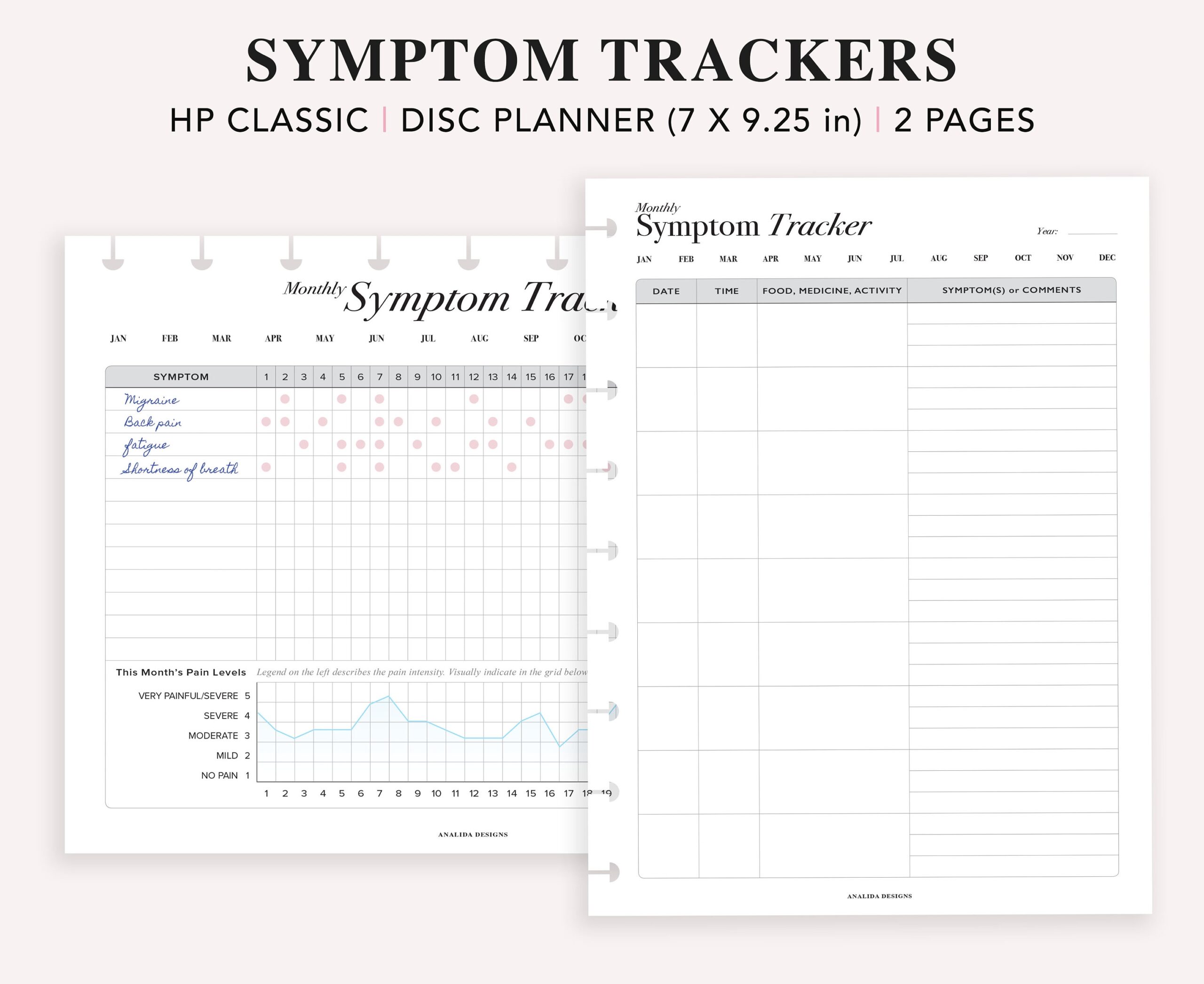Symptom Tracker Happy Planner Classic Insert Printable Medical Planner Pain Tracker Symptoms Journal Chronic Illness Symptom Chart PDF Etsy