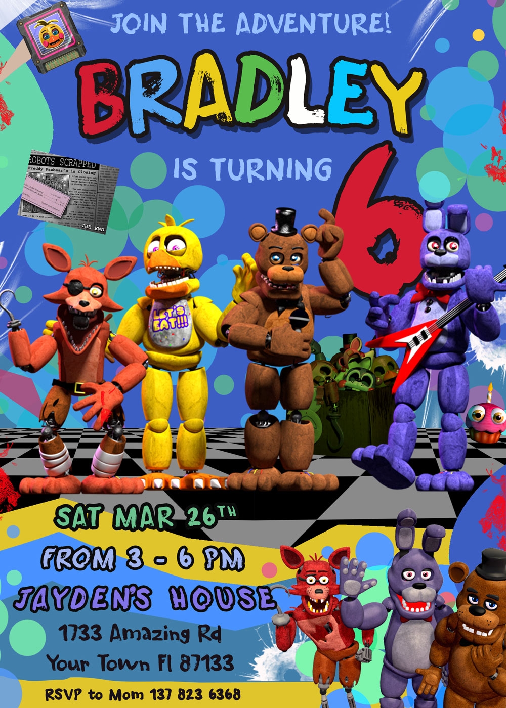 Free Printable Fnaf Birthday Invitations