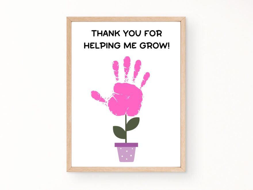 Thank You For Helping Me Grow Printable Teacher Appreciation Flower Handprint Art End Of Year Teacher Gift From Student Thank You Card Etsy de