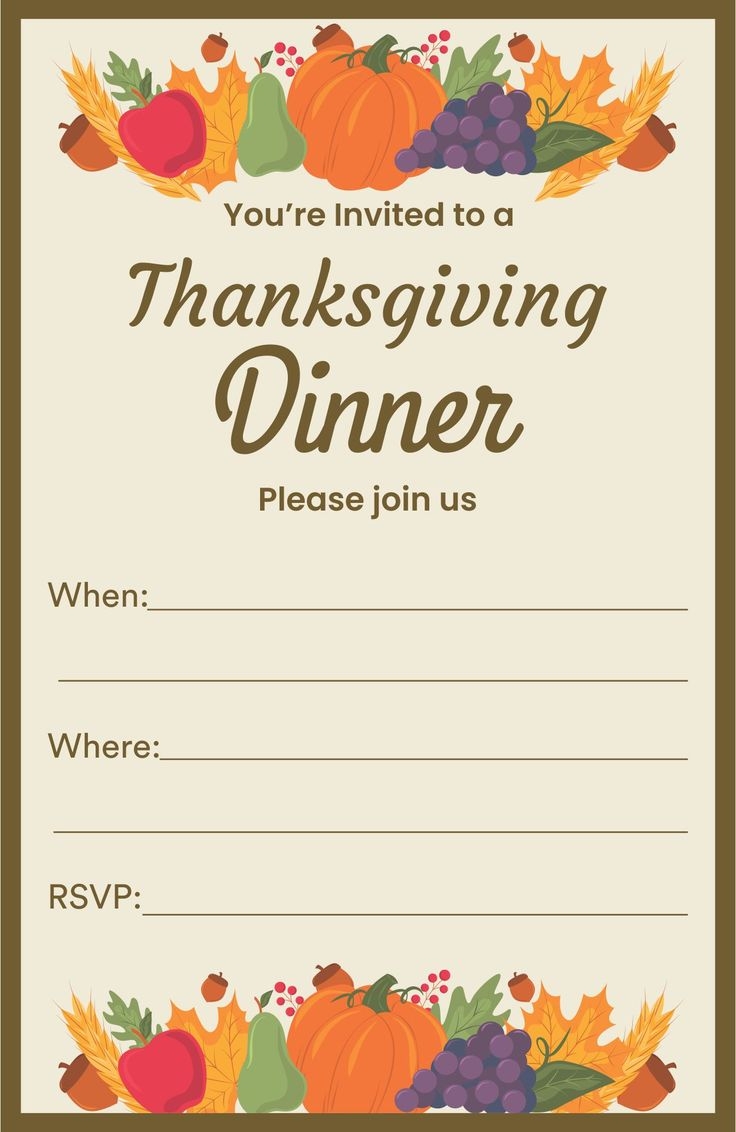 Thanksgiving Dinner Invitation Templates 13 Free PDF Printables Printablee