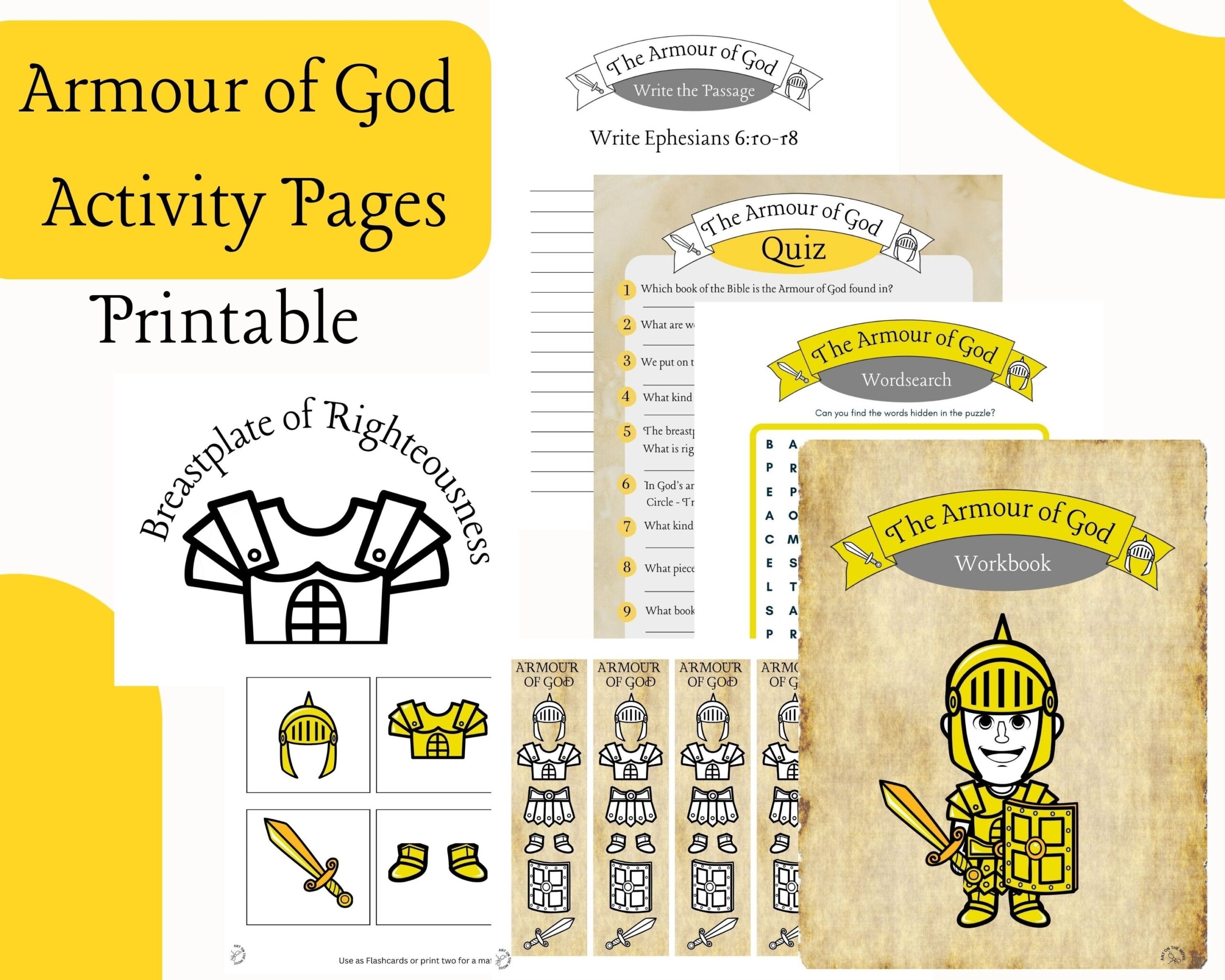 The Armor Of God Activity Pages Printable KJV Worksheets Bible Lessons Etsy