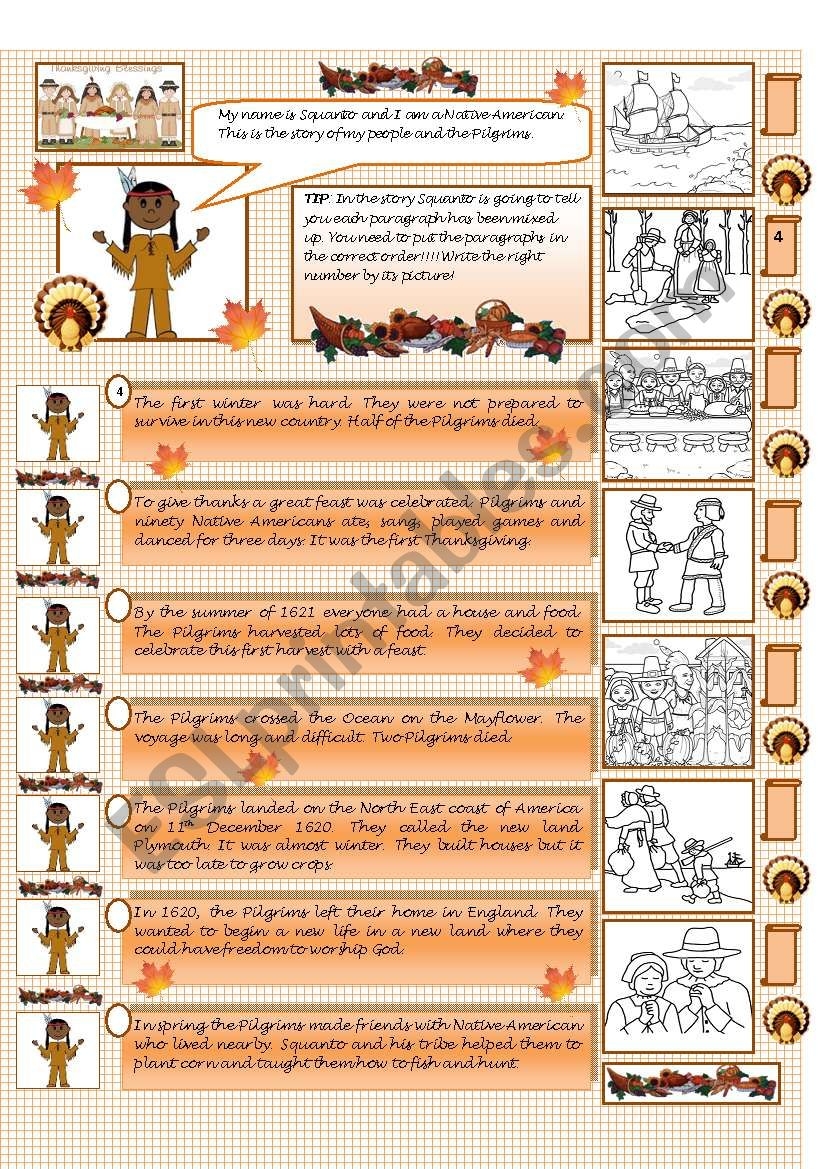 The First Thanksgiving Worksheets Lessons And Printables